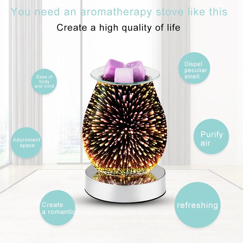 3D Fireworks Effect Touch Aromatherapy Machine Electric Wax Melter