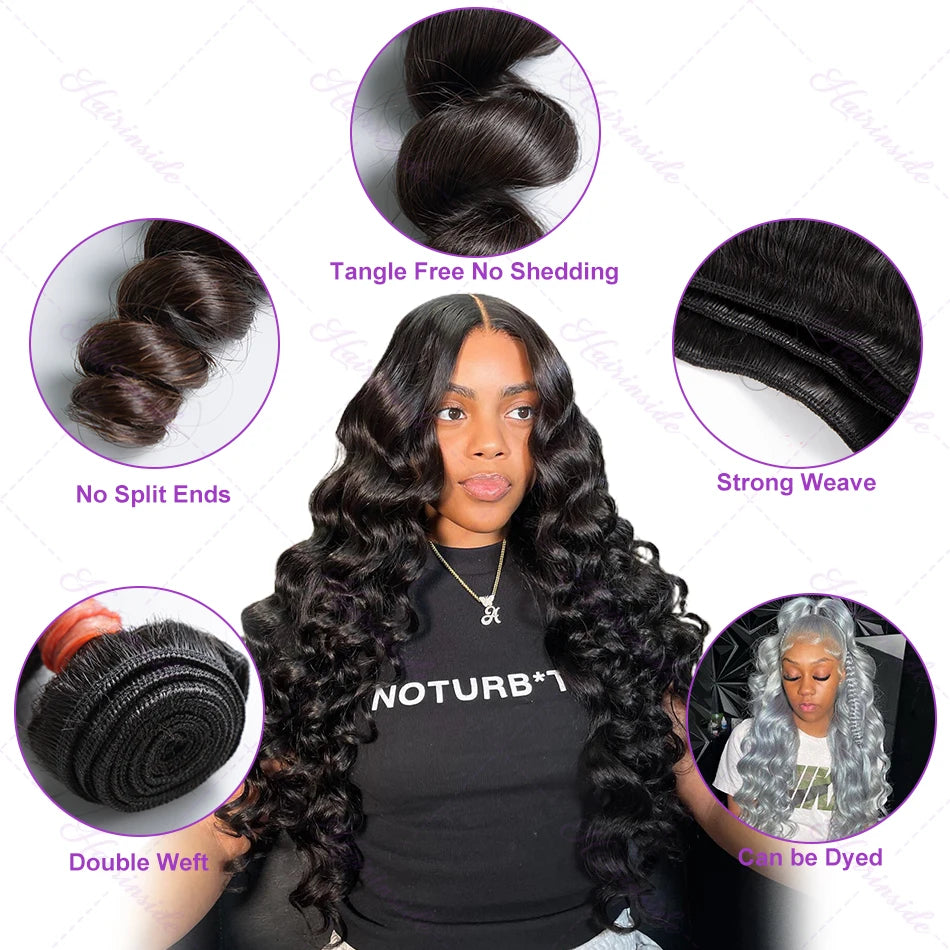 Loose Wave 100% Human Hair Water Curly Extensions