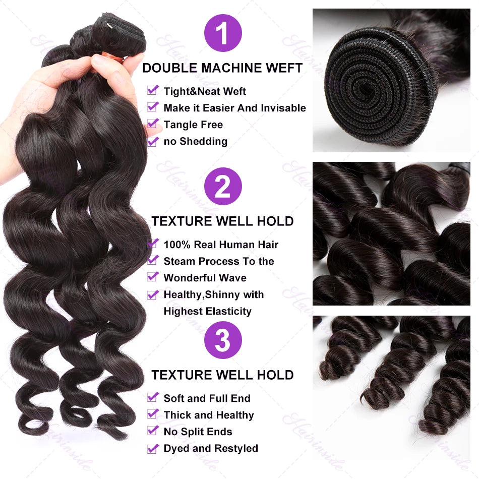 Loose Wave 100% Human Hair Water Curly Extensions