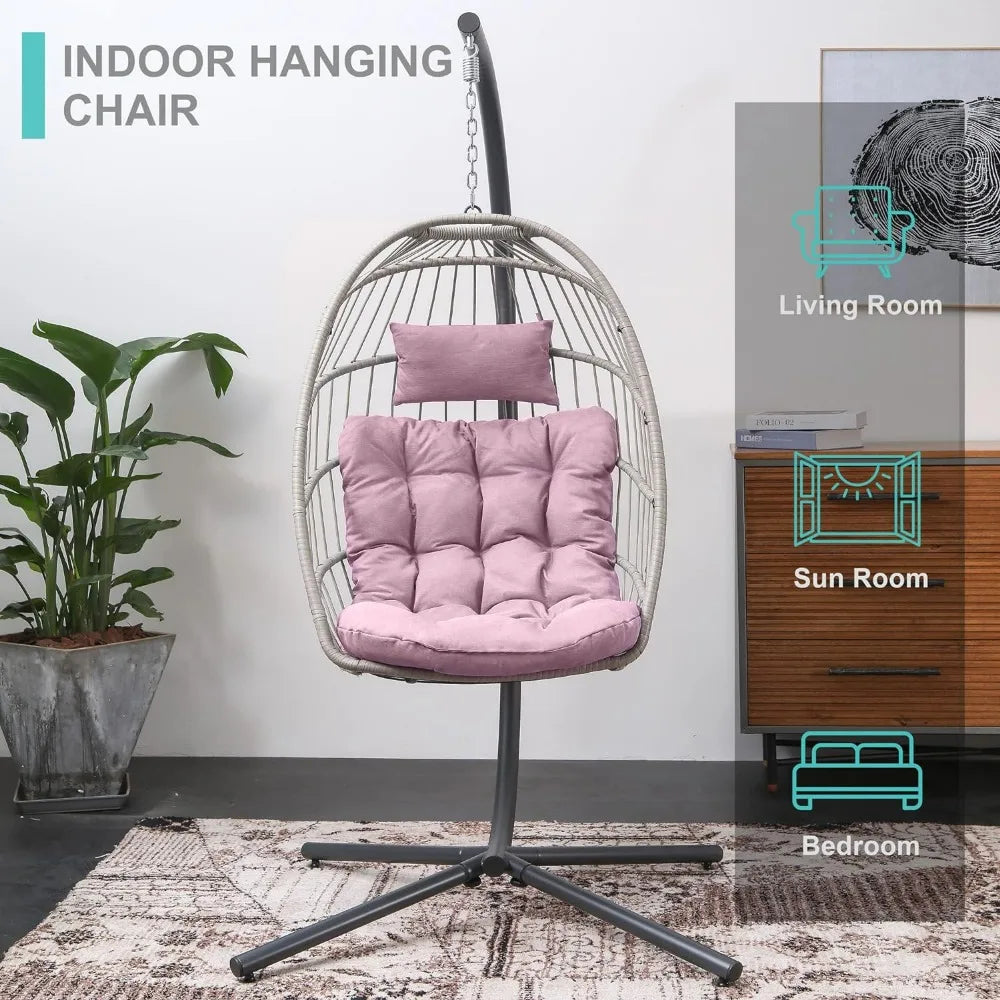 Hanging Egg Chair with Stand Indoor Outdoor