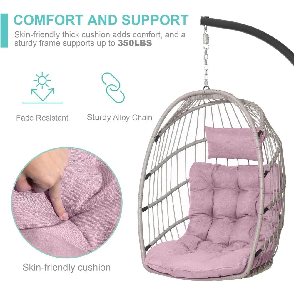 Hanging Egg Chair with Stand Indoor Outdoor