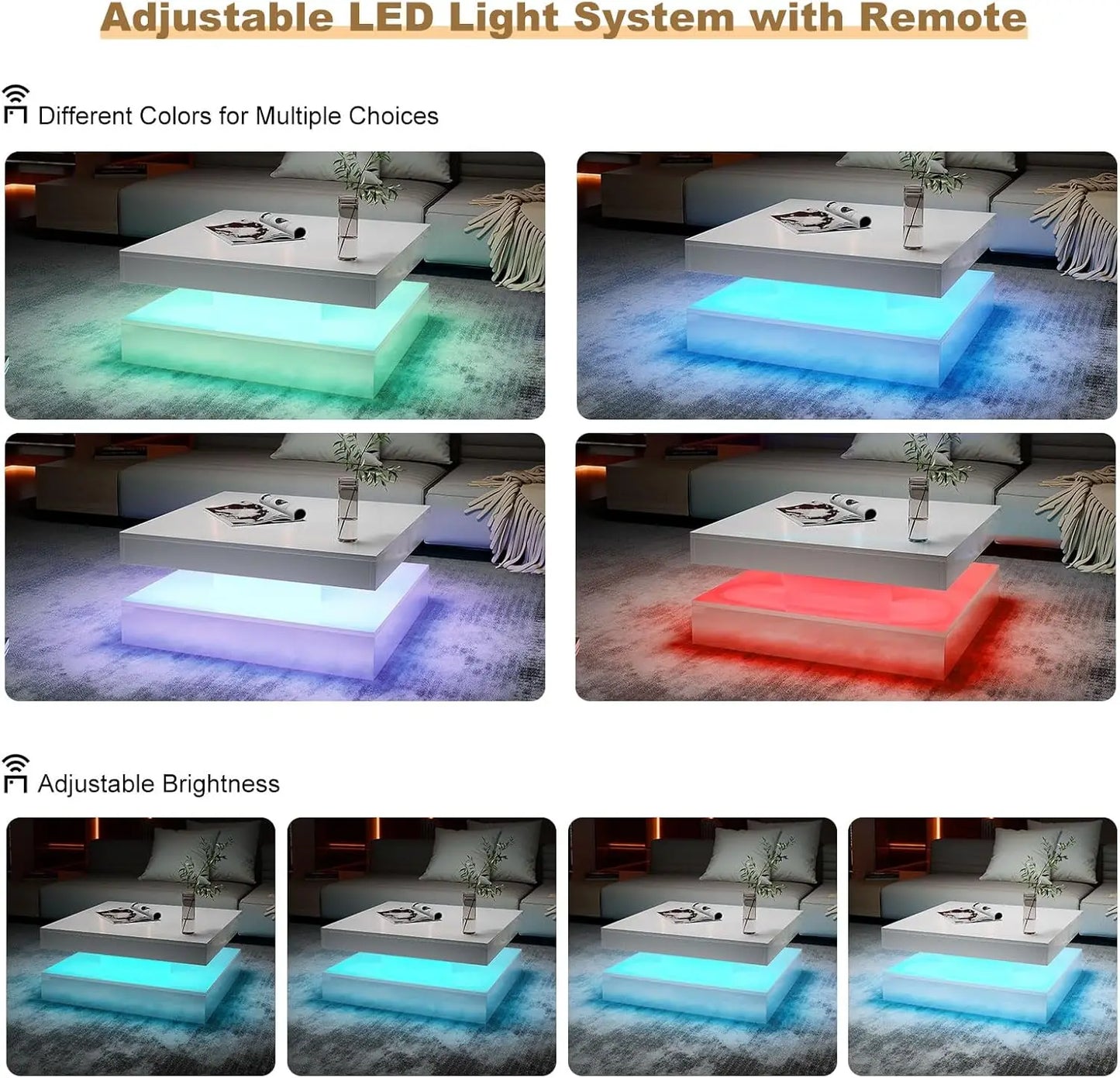 White LED Coffee Table