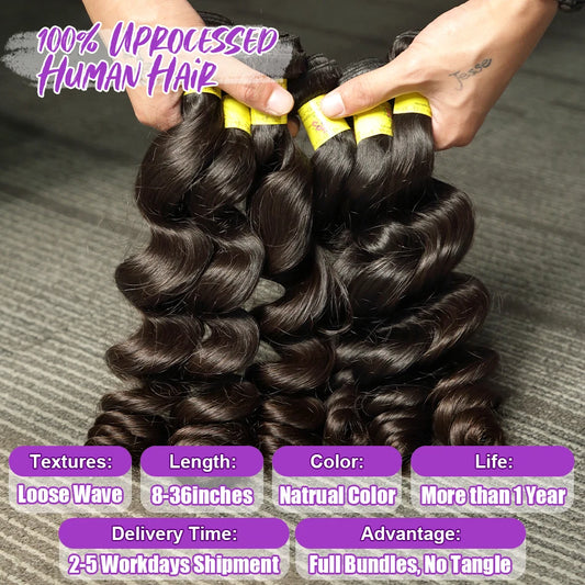 Loose Wave 100% Human Hair Water Curly Extensions