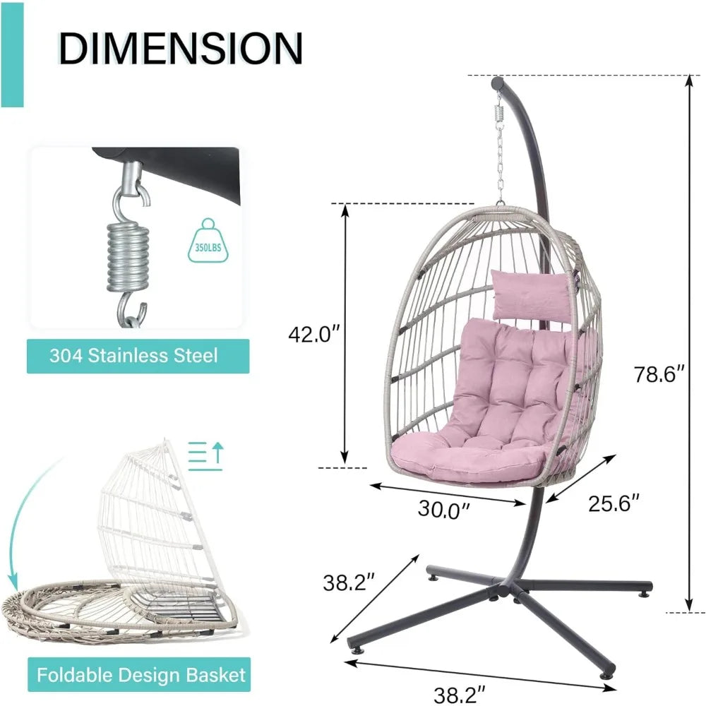 Hanging Egg Chair with Stand Indoor Outdoor