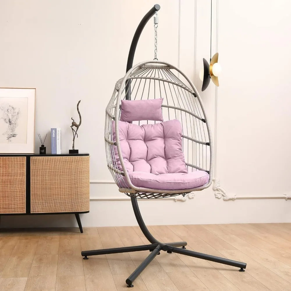 Hanging Egg Chair with Stand Indoor Outdoor