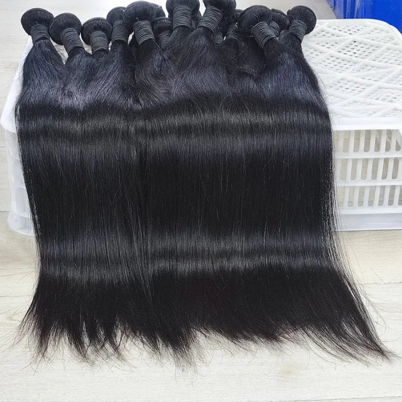 Straight Human Hair Bundles Raw Hair Bundles 100% Human Hair Extensions