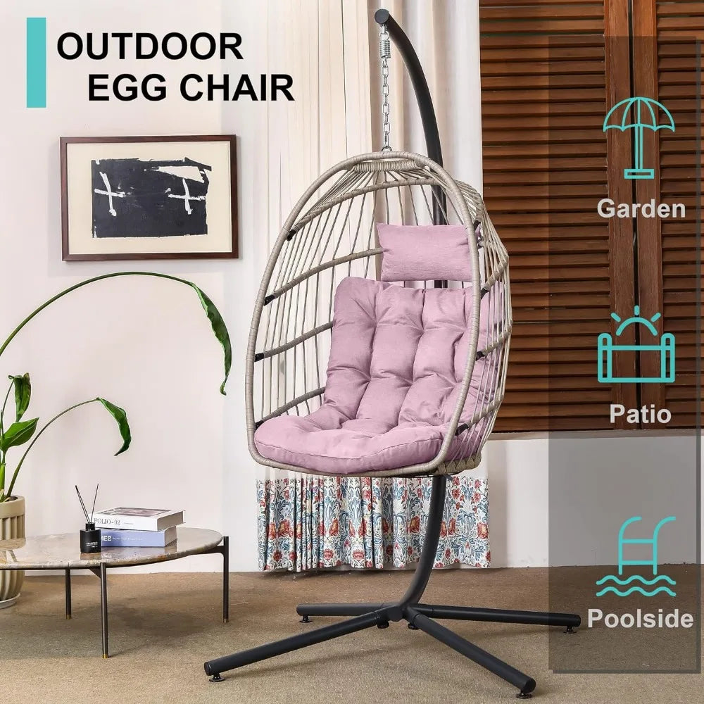 Hanging Egg Chair with Stand Indoor Outdoor