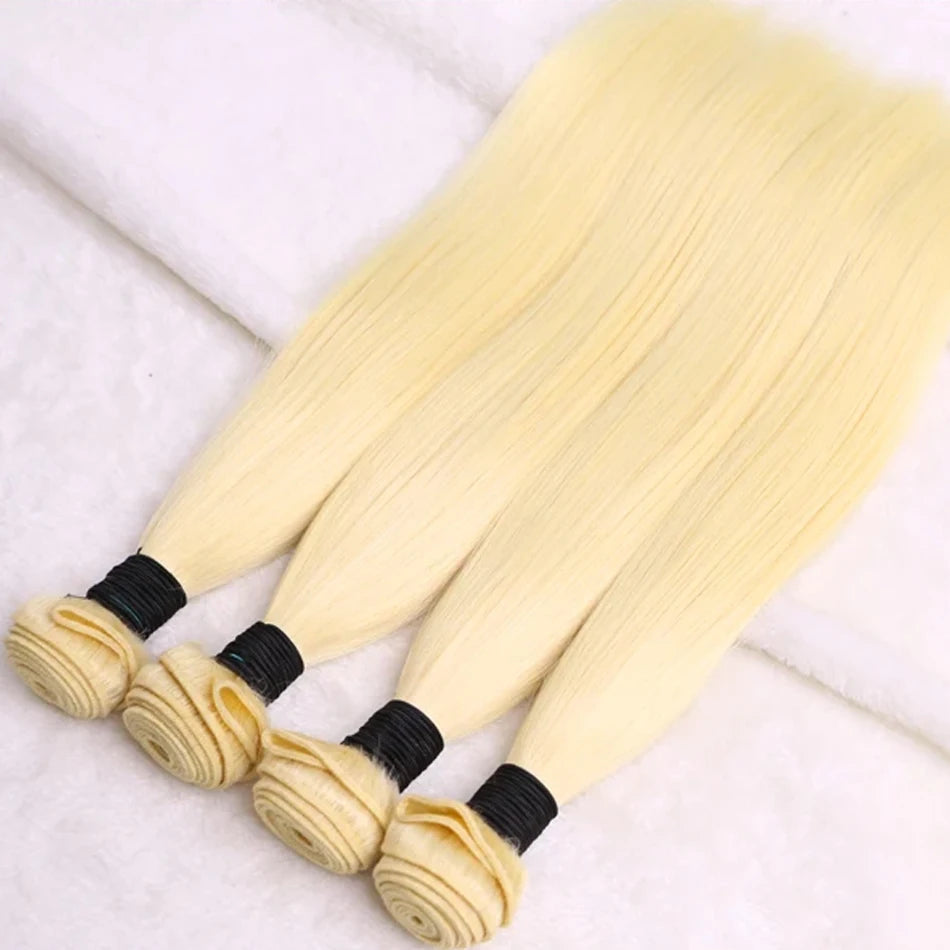 613 Blonde Straight Raw Hair Extensions Double weft