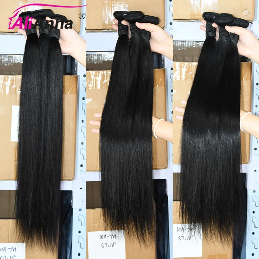 Straight Human Hair Bundles Raw Hair Bundles 100% Human Hair Extensions